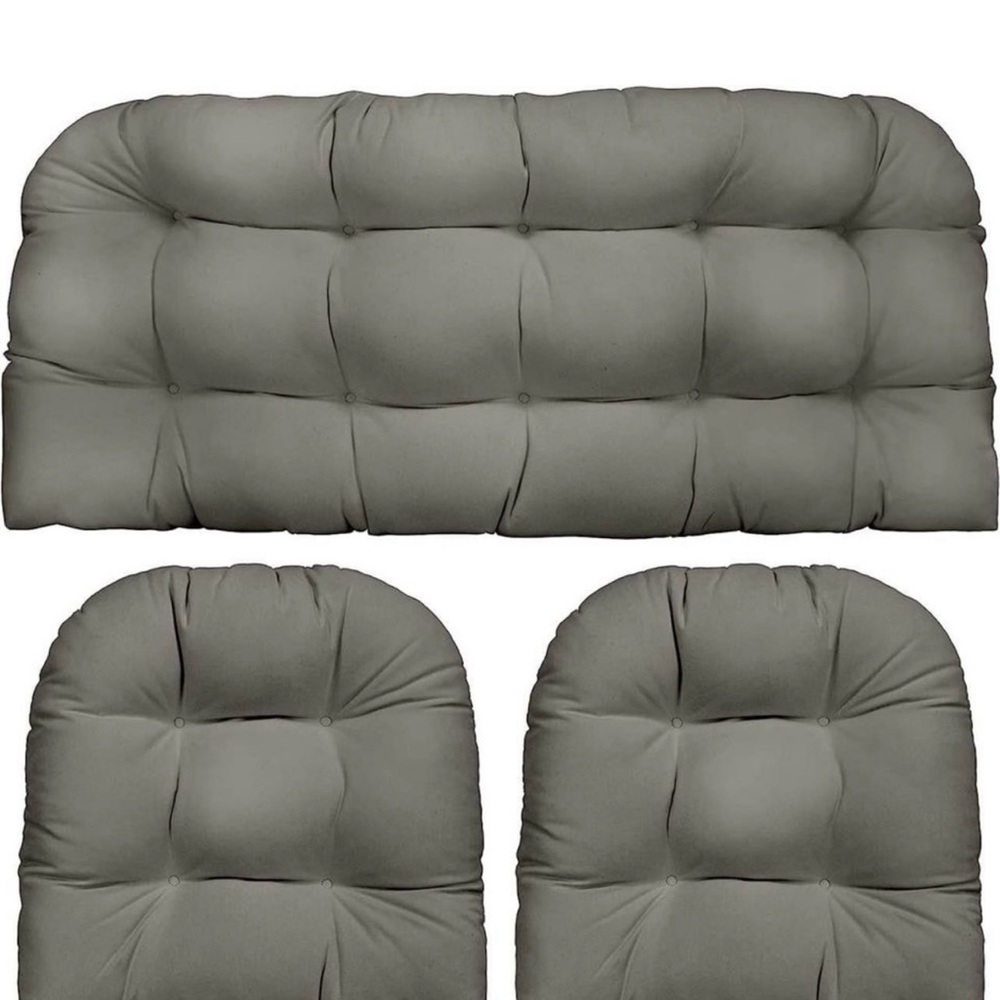 RSH Decor Indoor Outdoor 3 Piece Tufted Wicker Settee Cushions